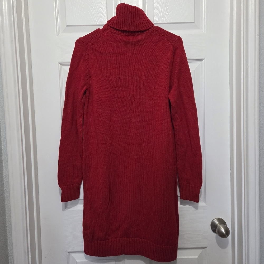 Polo Ralph Lauren Turtle Neck Wool Blend Knit Red Sweater Dress Size Small - Picture 6 of 10